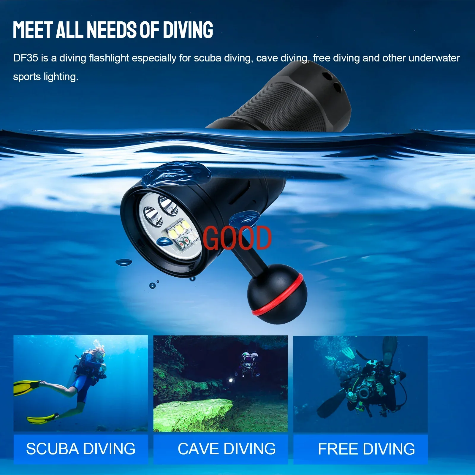 Trustfire DF35 Diving Flashlig - Underwater Flashlight ulasan dan harga