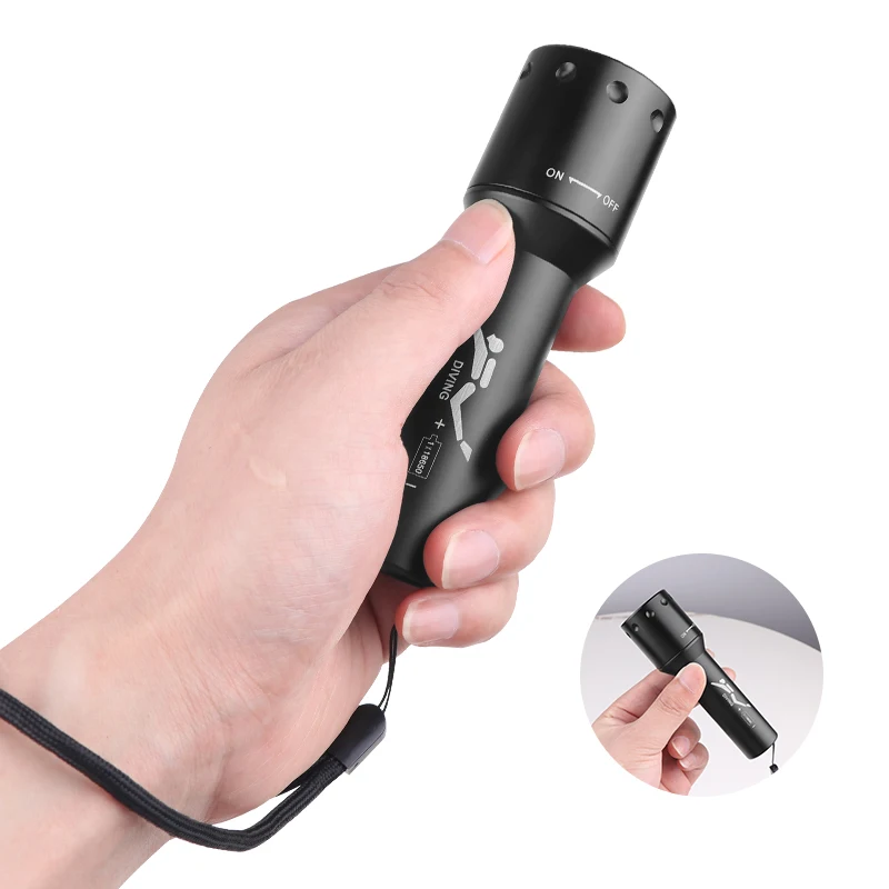 New T6 LED Diving Torch Long-R - Underwater Flashlight ulasan dan harga